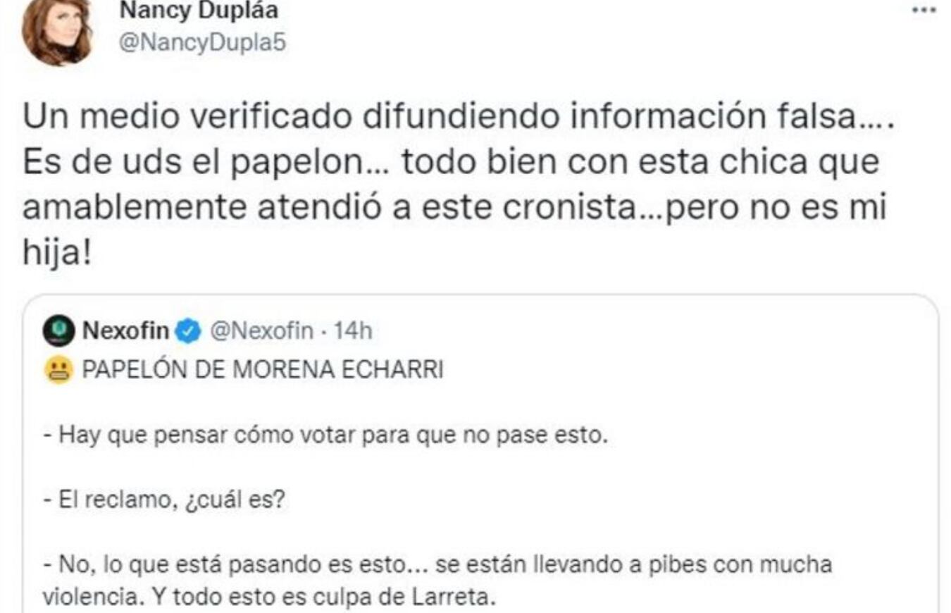 El tuit de Nancy Duplaá