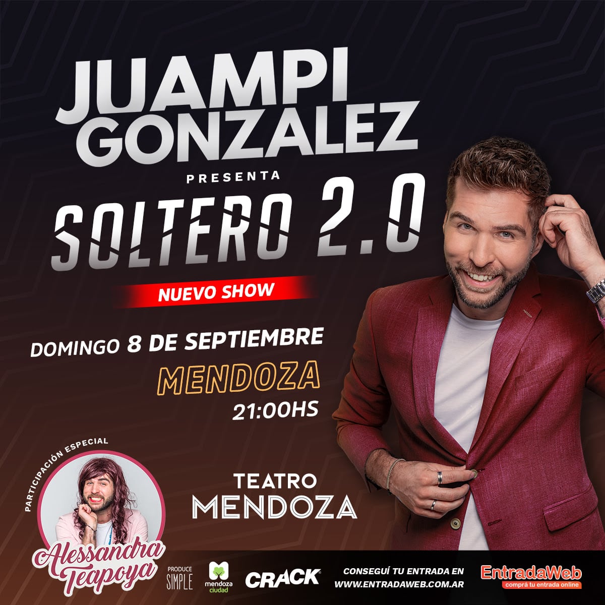 El comediante vuelve a Mendoza con su nuevo show de humor.