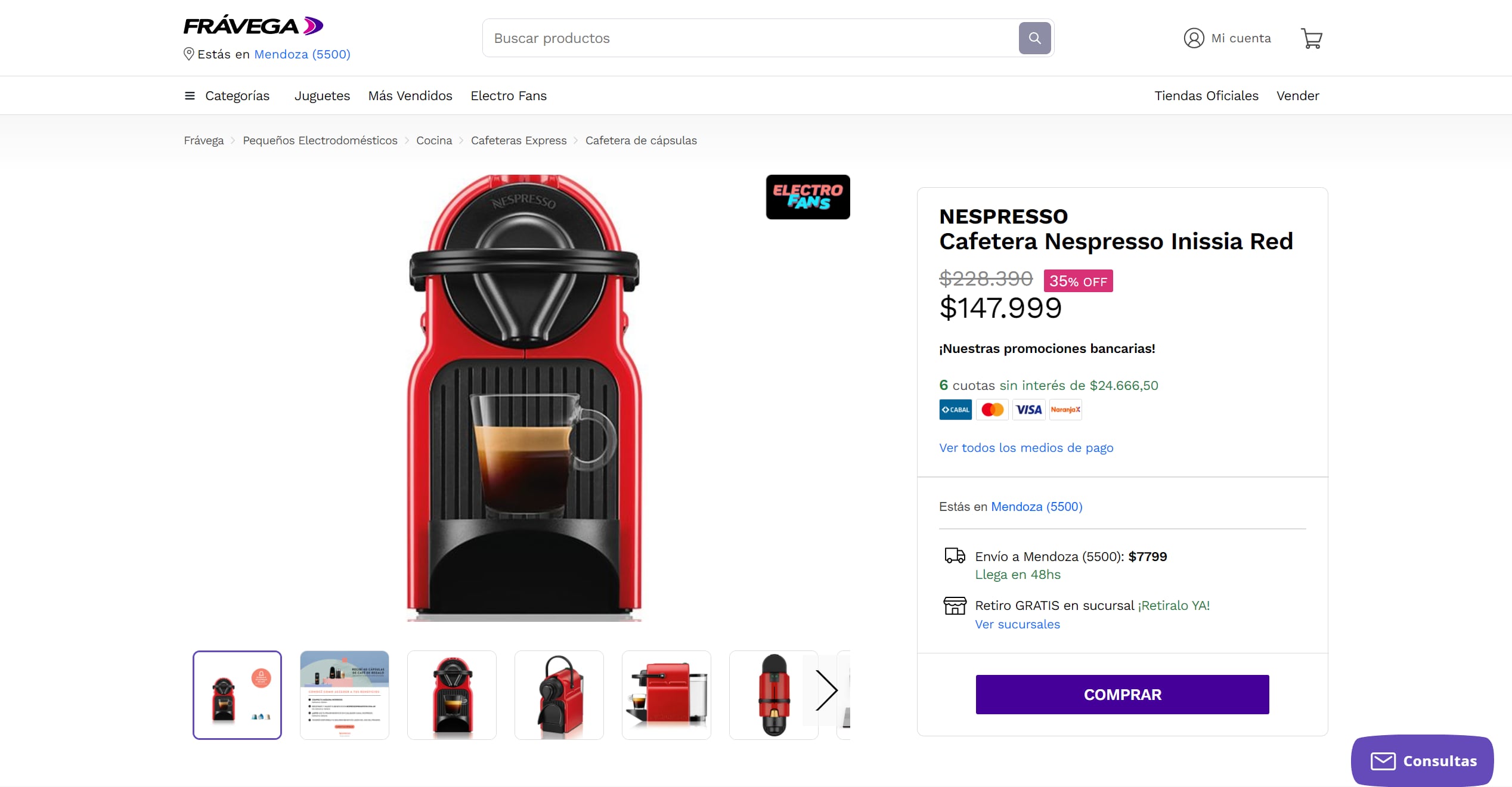 Cafetera Nespresso, precio Argentina.