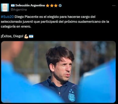 Diego Placente, nuevo DT de la Selección Argentina Sub 20