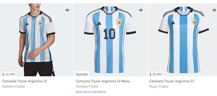 El precio de la camiseta Argentina presentó un aumento