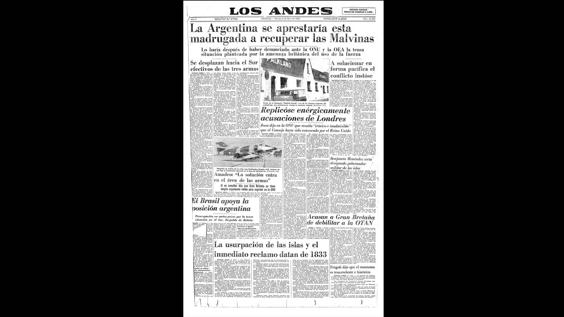 Un recorrido día a día por las portadas del medio más importante de Mendoza, para conocer el pulso diario de la guerra que enluteció a todo el país.