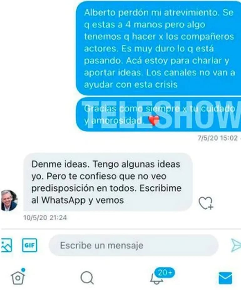 Así fue el dialogo entre el expresidente y la artistas - Gentileza Teleshow