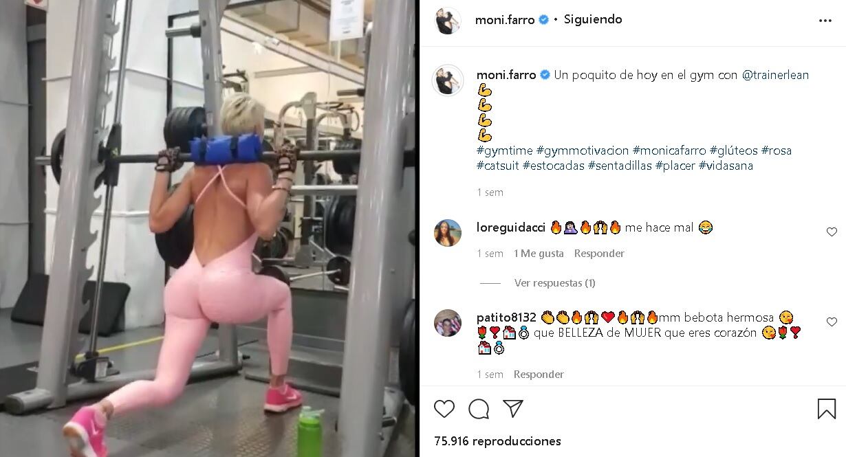 Alguno de los posteos de Farro en el gym