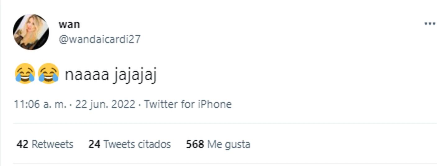 La reacción de Wanda Nara en Twitter