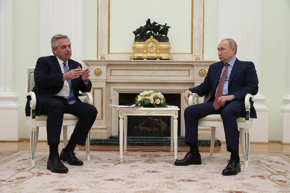 Archivo: Alberto Fernández junto a Vladimir Putin. (Télam)