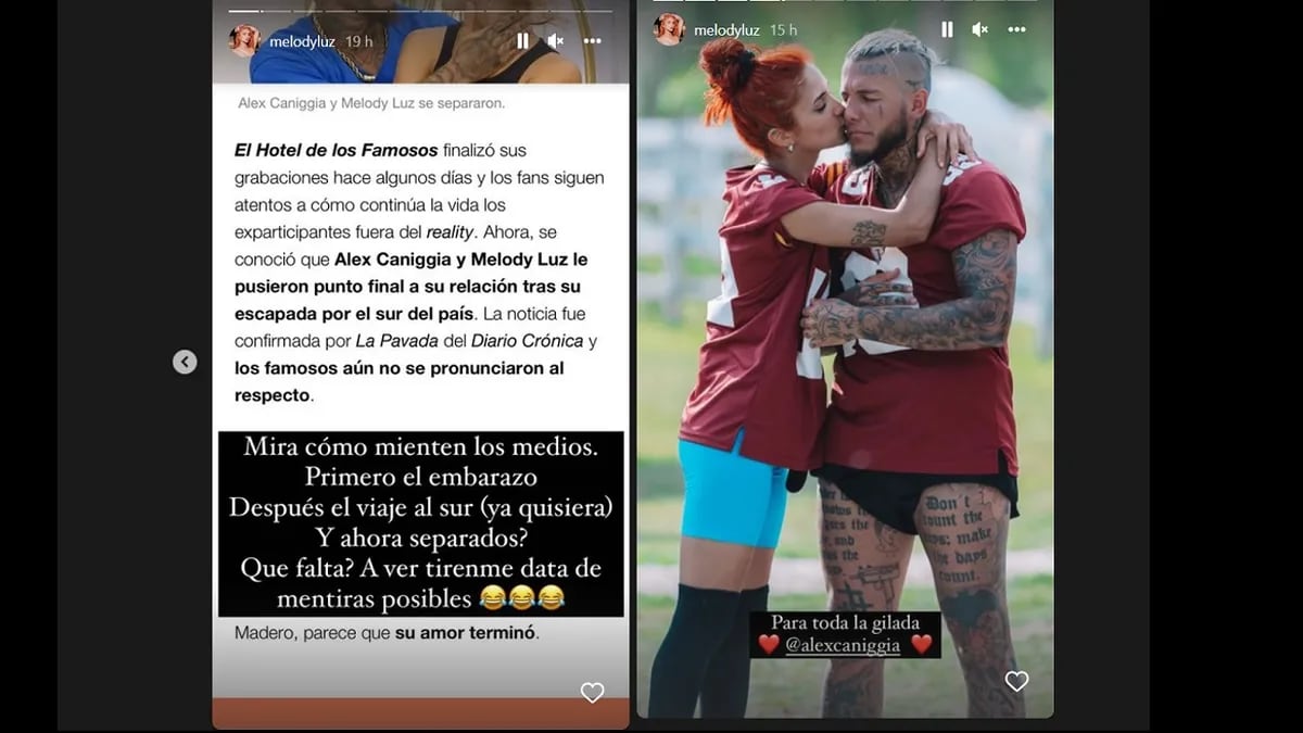 Melody Luz desmintió los rumores de desaparación con Alex Caniggia