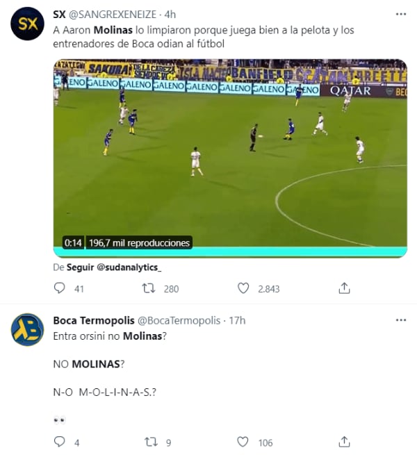 Los hinchas de Boca pidieron por Molinas