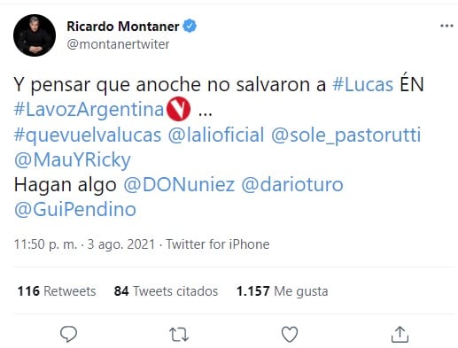 El pedido de Ricardo Montaner a Telefe - 