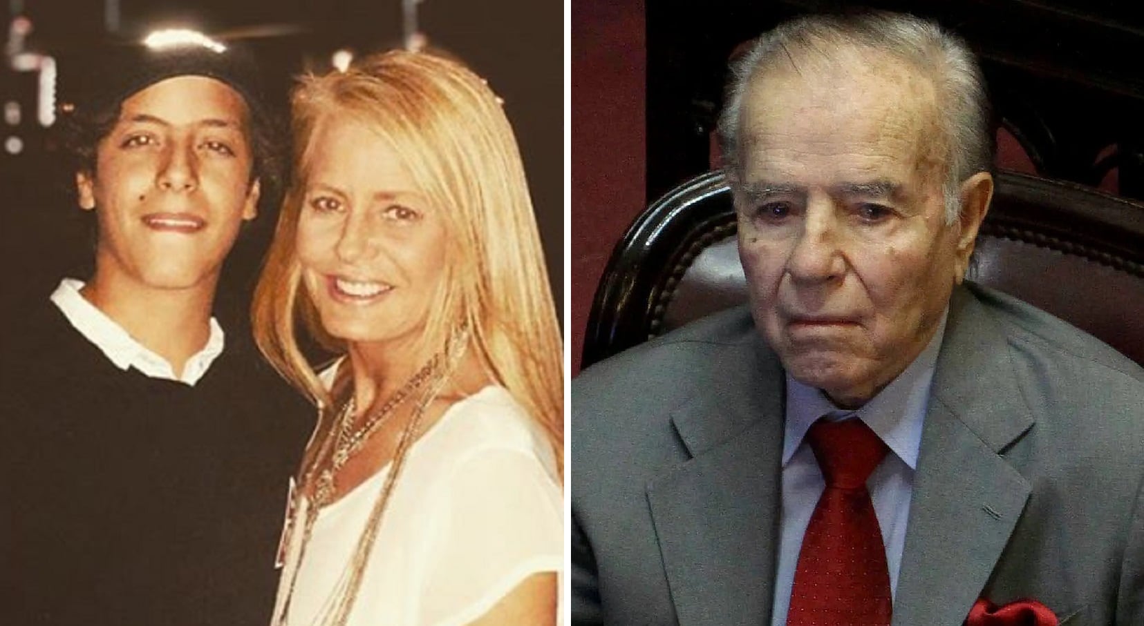 Carlos Menem, Cecilia Bolocco y su hijo Máximo Menem