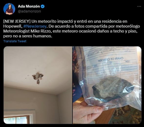 El daño ocasionado por la roca se viralizó por las redes. Foto: Twitter/@adamonzon