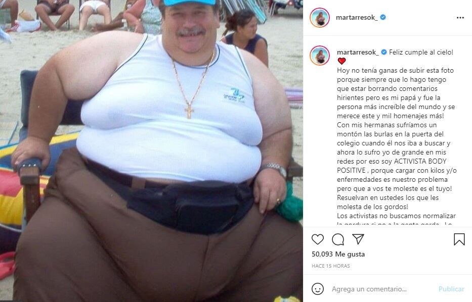 El posteo de Mar Tarres en Instagram por el cumpleaños de su padre