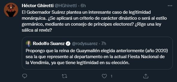 Respuesta al tuit del Gobernador.