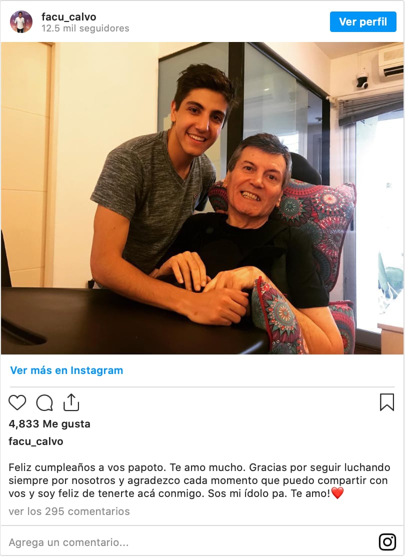 Junto a su hijo Facundo, en la celebración de su cumpleaños.