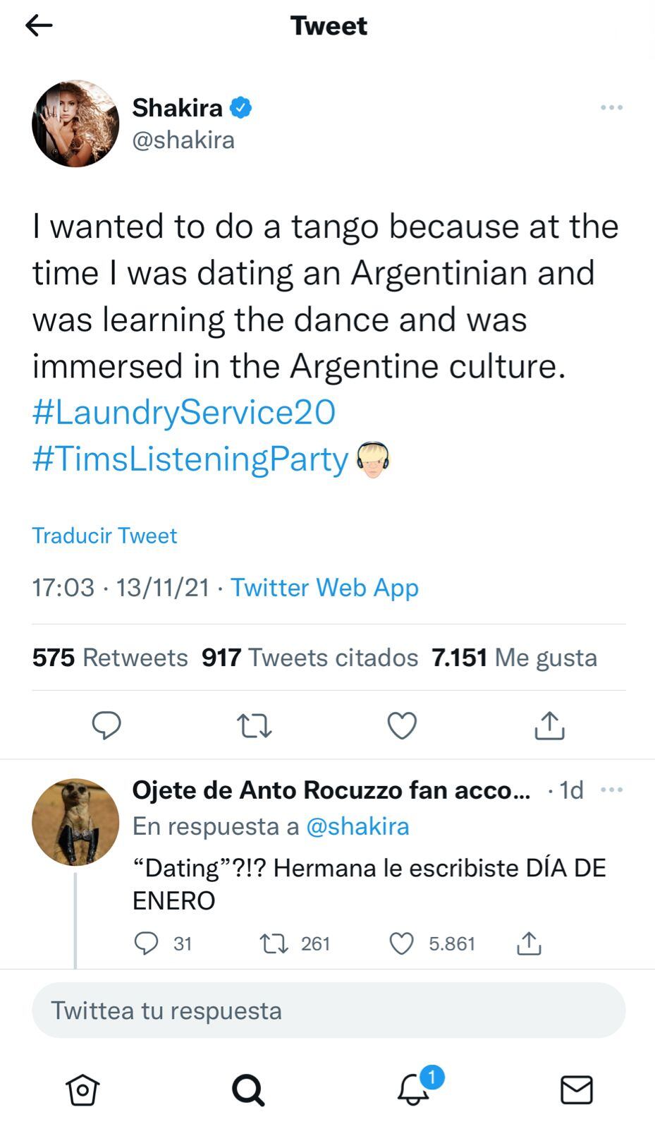 Duras críticas a Shakira por cómo se refirió a Antonio de la Rúa.