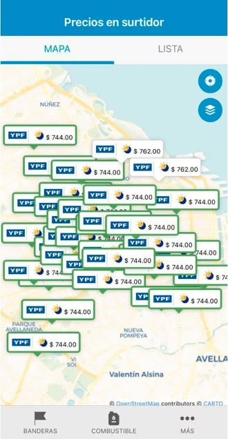 "Precios en surtidor", una app que apunta a quedar obsoleta. Foto Captura.