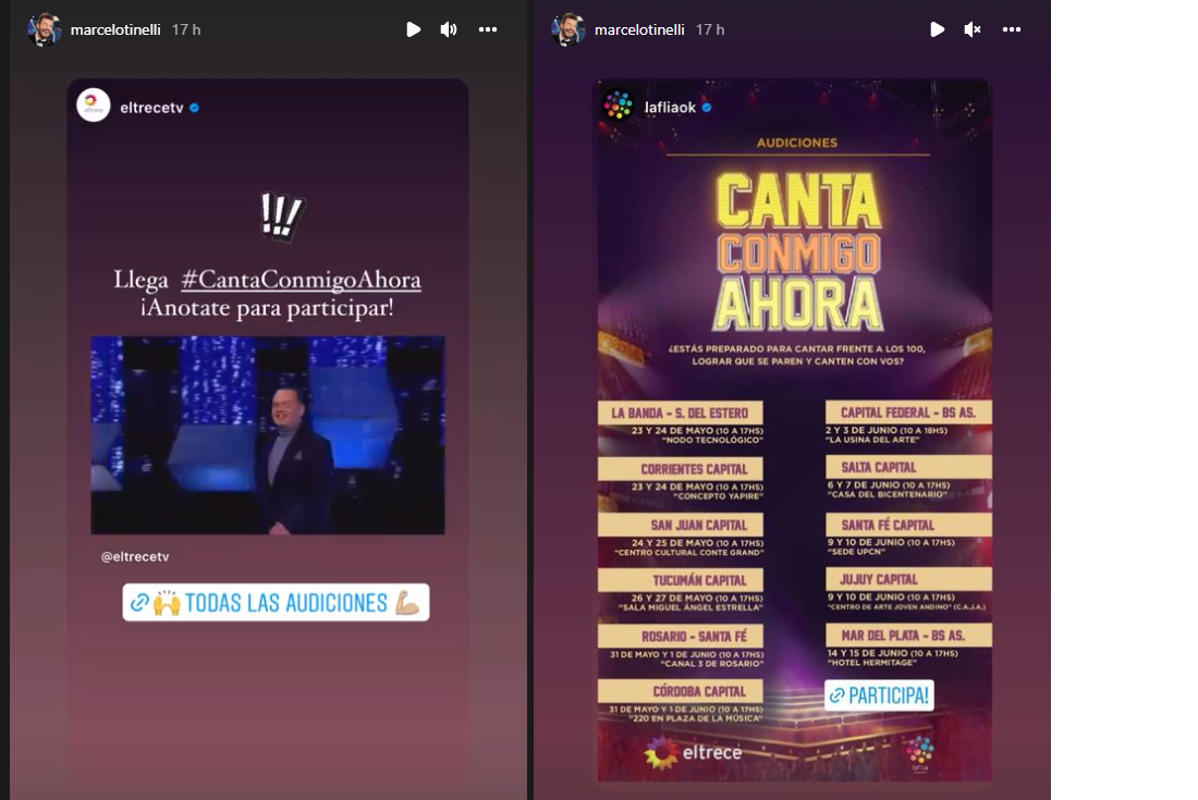 Publicaciones de Tinelli en Instagram