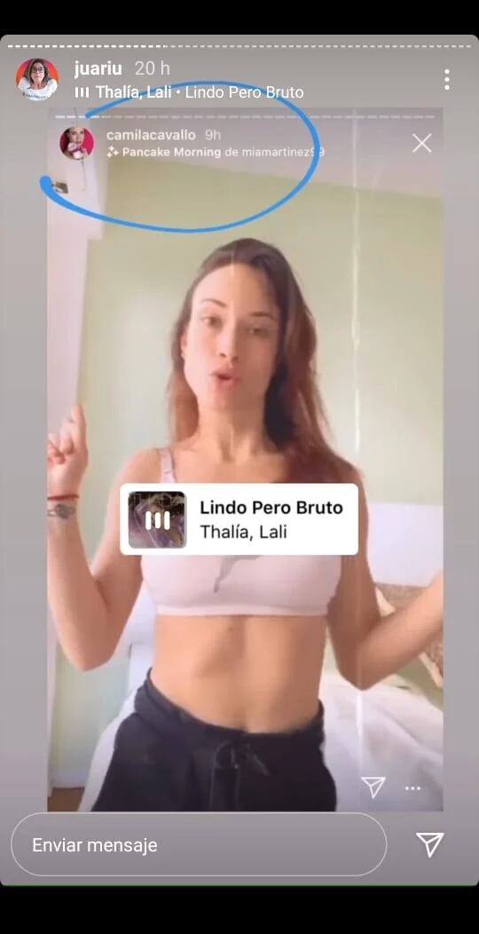 La modelo se mostró cantando y bailando al ritmo de Lali y Thalía.