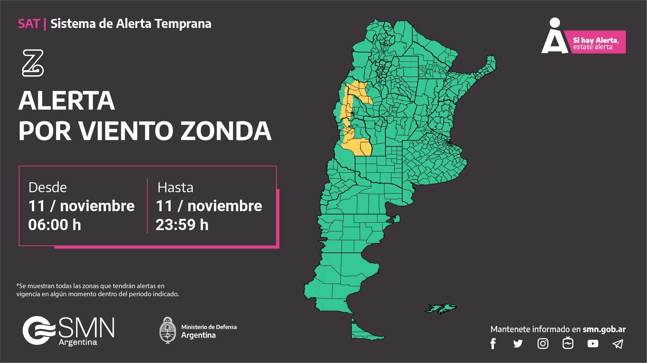 Sistema de Alerta Temprana. Foto: X / @SMN_Argentina