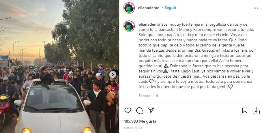 La joven le dedicó unas palabras a la hija que tenía en comín / Gentileza