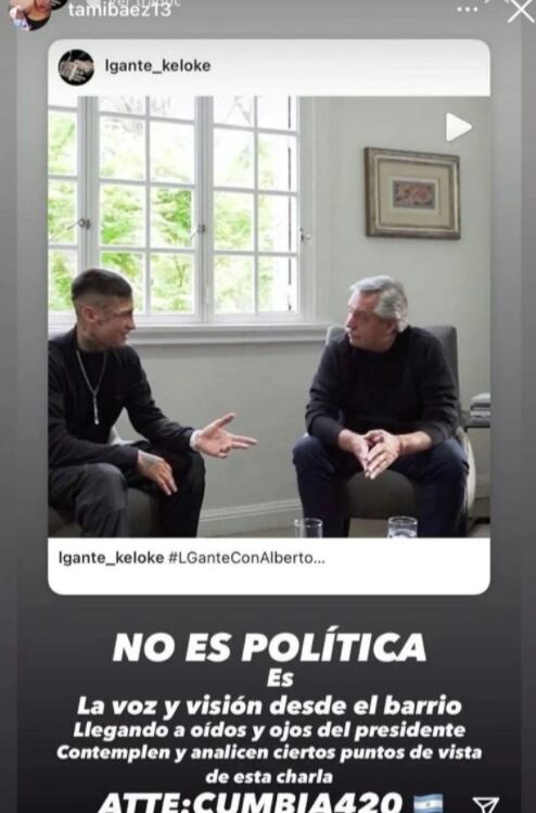 L-Gante publicó una carta en sus redes sociales para contestar a quienes lo criticaron por reunirse con el Presidente.