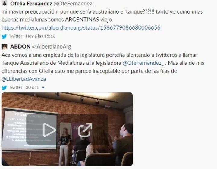 Ofelia Fernández es una de las dirigentes que más comentarios despectivos recibe con respecto a su físico. Foto: Twitter