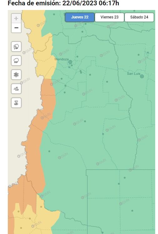 Alertas del SMN para este jueves 22/06