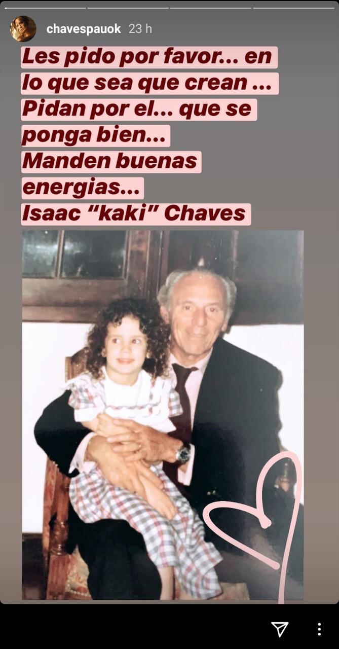 El abuelo de Paula Chaves está en un delicado momento.