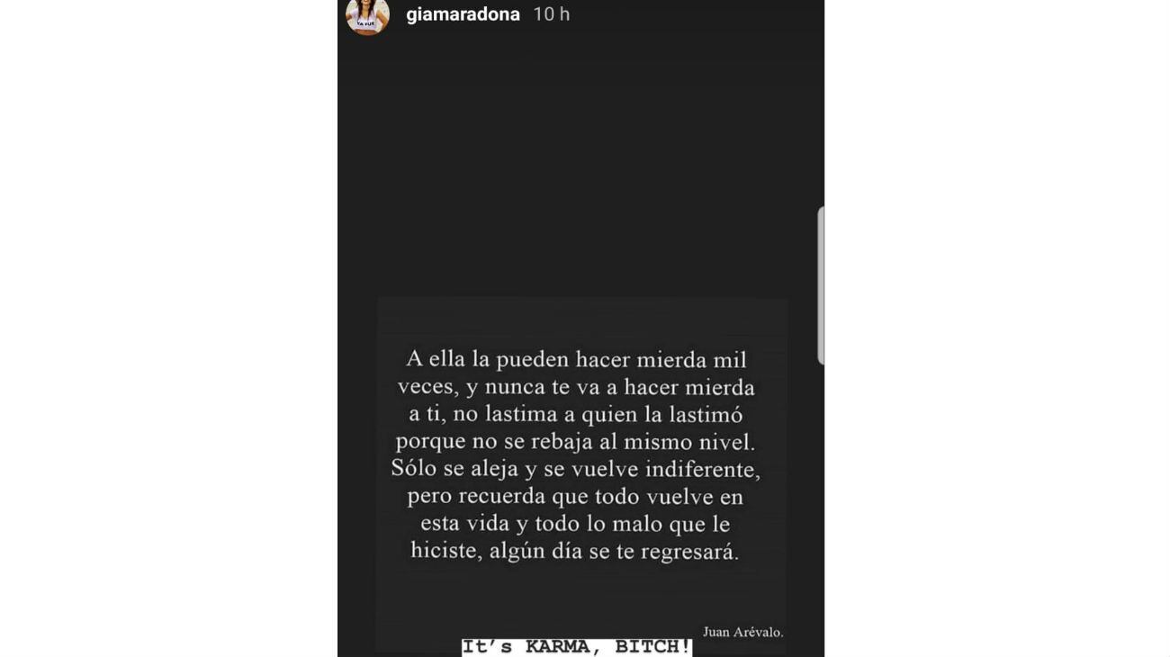 La indirecta de Gianinna Maradona para su papá.