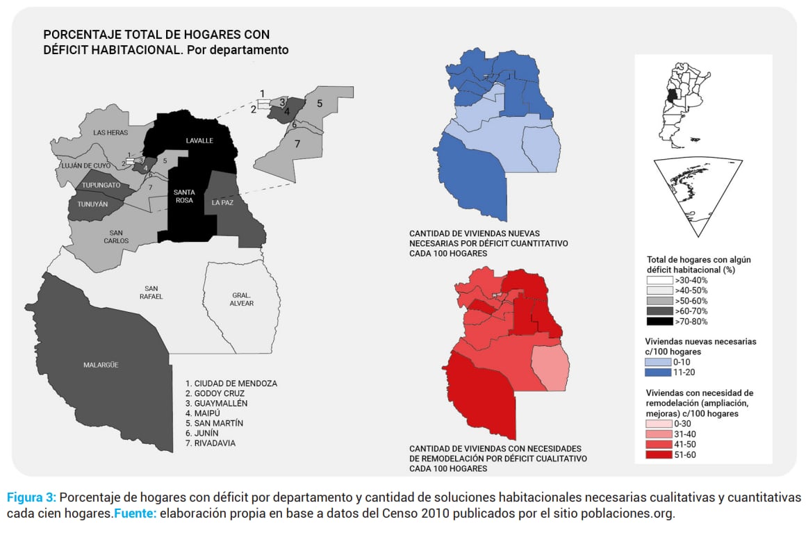 Déficit habitacional en Mendoza. Extraido del informe de Federico Berná Vaccarino, Virginia Miranda Gassull y Florencia Ginestar.