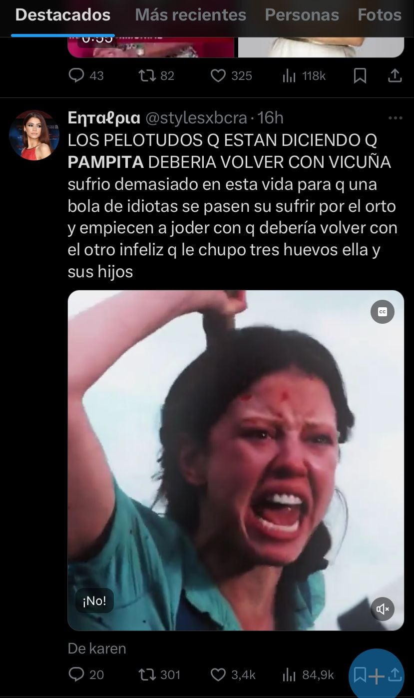 Los memes tras la noticia de la separación de Pampita y Roberto García Moritán. Captura de X.