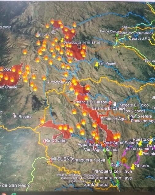 Focos activos en Córdoba al 19 de octubre - 