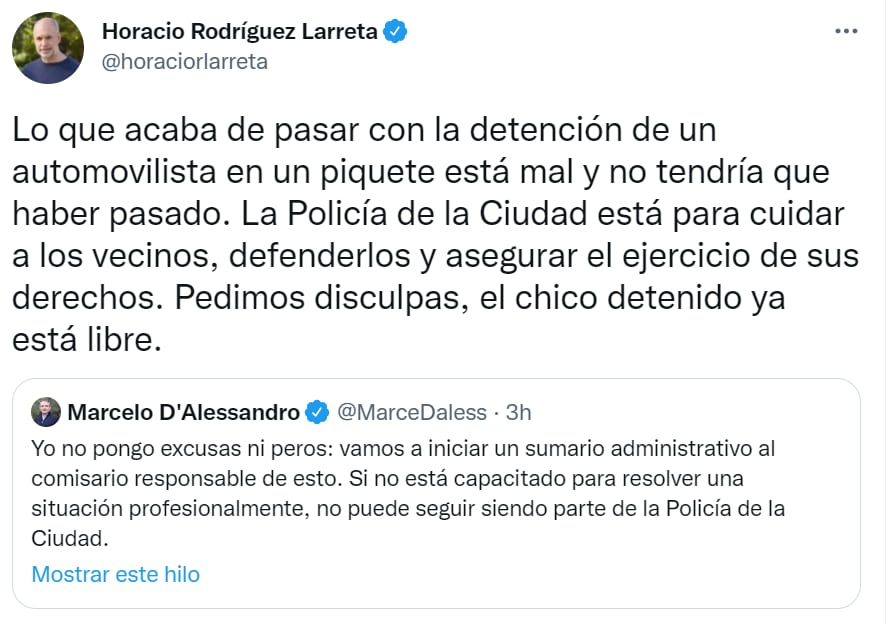 Twitter Rodríguez Larreta