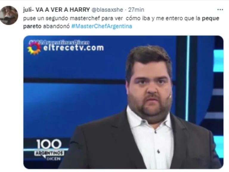 La Peque Pareto renunció a "Masterchef Celebrity 3" y despertó tristeza en los usuarios de las redes.