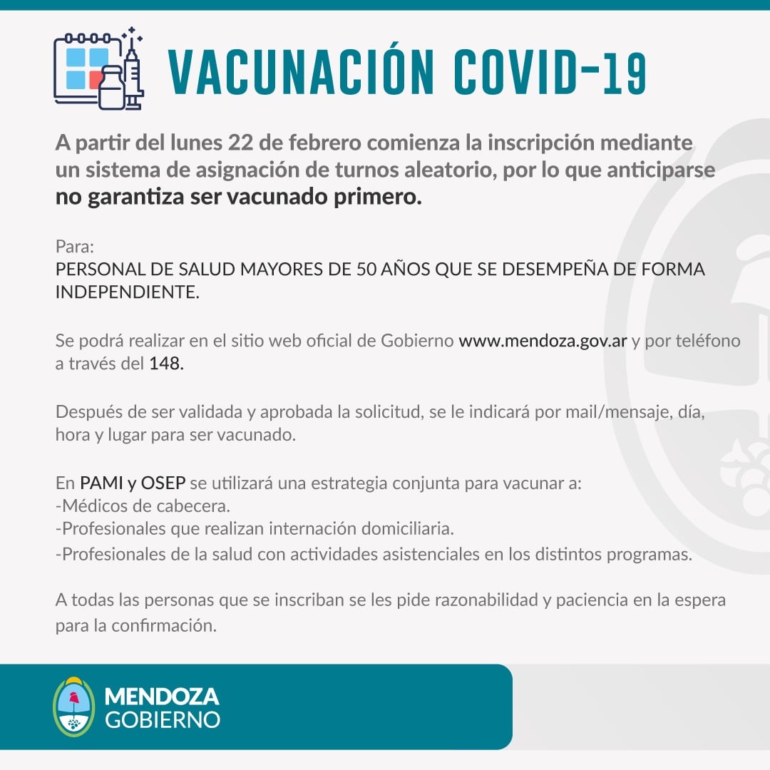 Personal de salud mayores de 50 que se desempeñen de forma independiente.