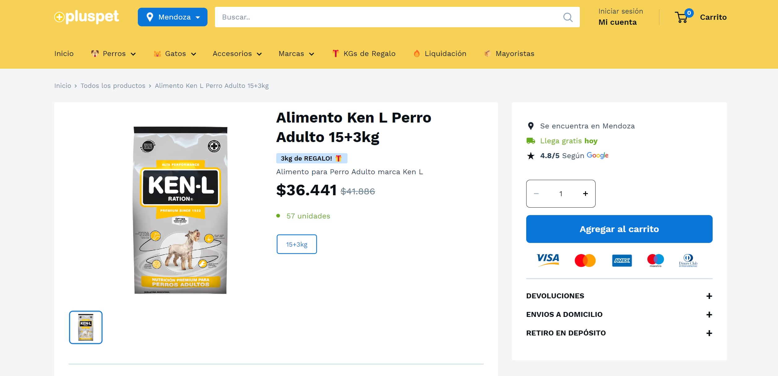 Precio del alimento para perros más económico.