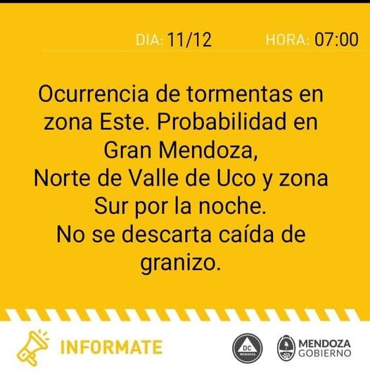 Alerta amarilla por tormentas