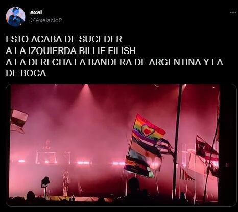 Los usuarios reaccionaron a las banderas de Boca y Argentina en el recital de Billie Eilish