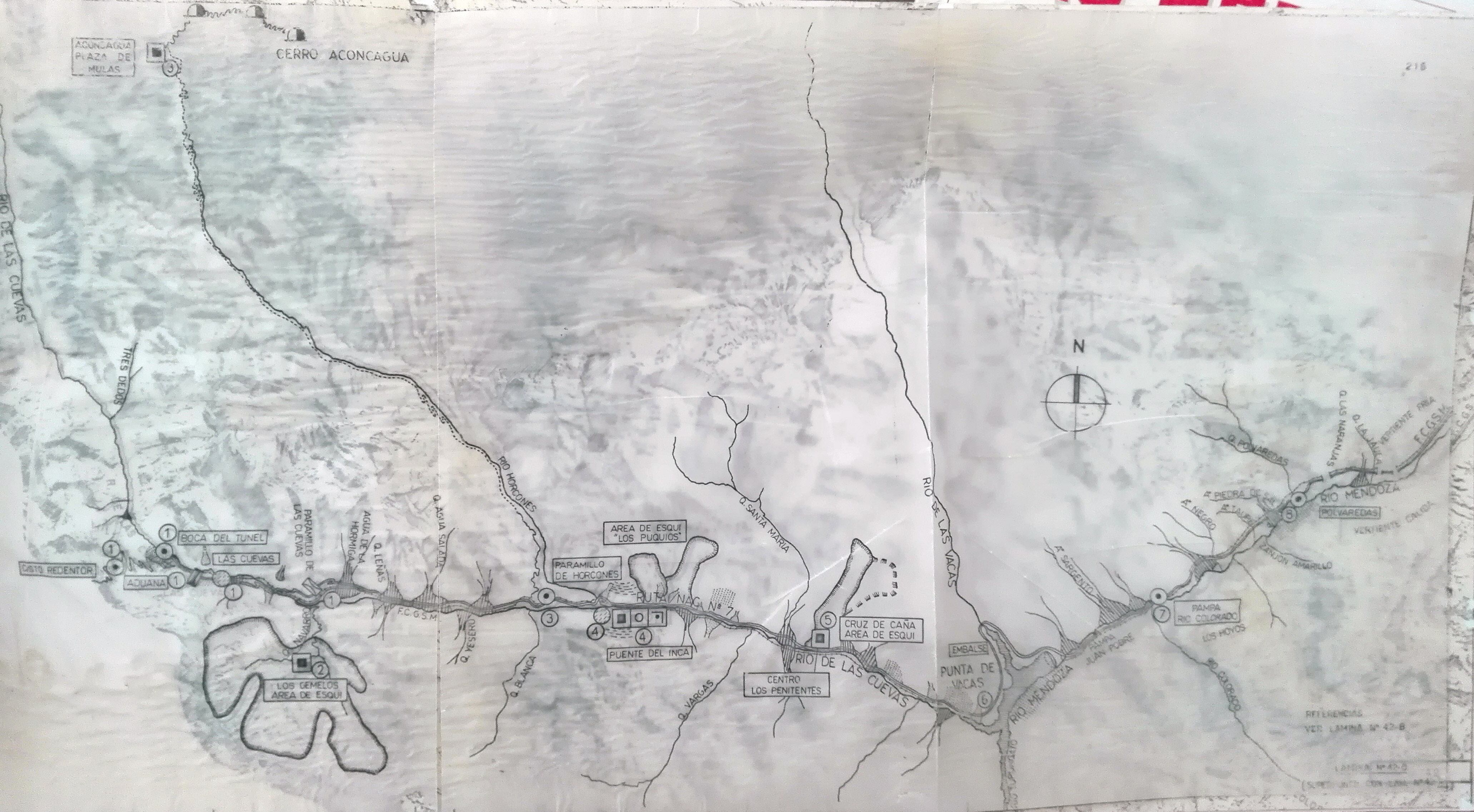 Cartografía desarrollada por Jorge Iñarra Iraegui y Asociados, para el “Plan de desarrollo turístico del área fronteriza de Las Cuevas y su zona de influencia”, 1979, donde se aprecia el estudio de las variables naturales para el desarrollo local de toda el área de Alta Montaña como sistema.