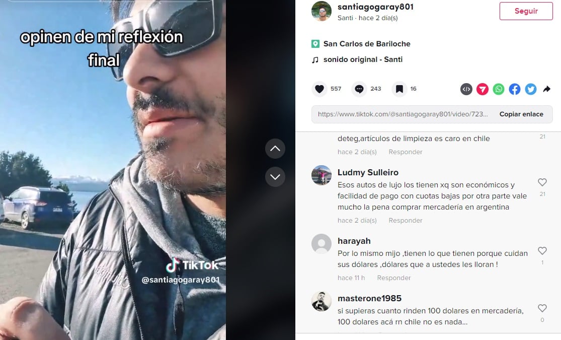 El TikTok de un argentino que se hartó de los chilenos que llenan supermercados