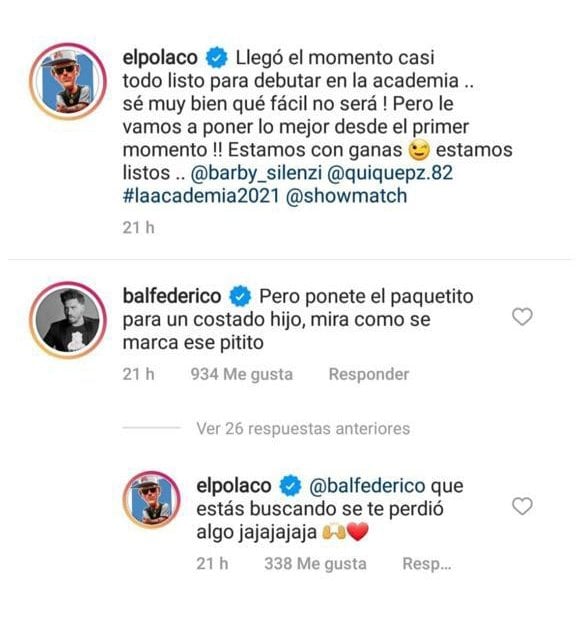 Picante comentario de Fede Bal al Polaco.