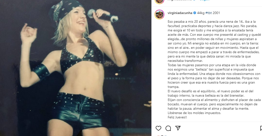 Virginia Da Cunha y su posteo en Instagram.