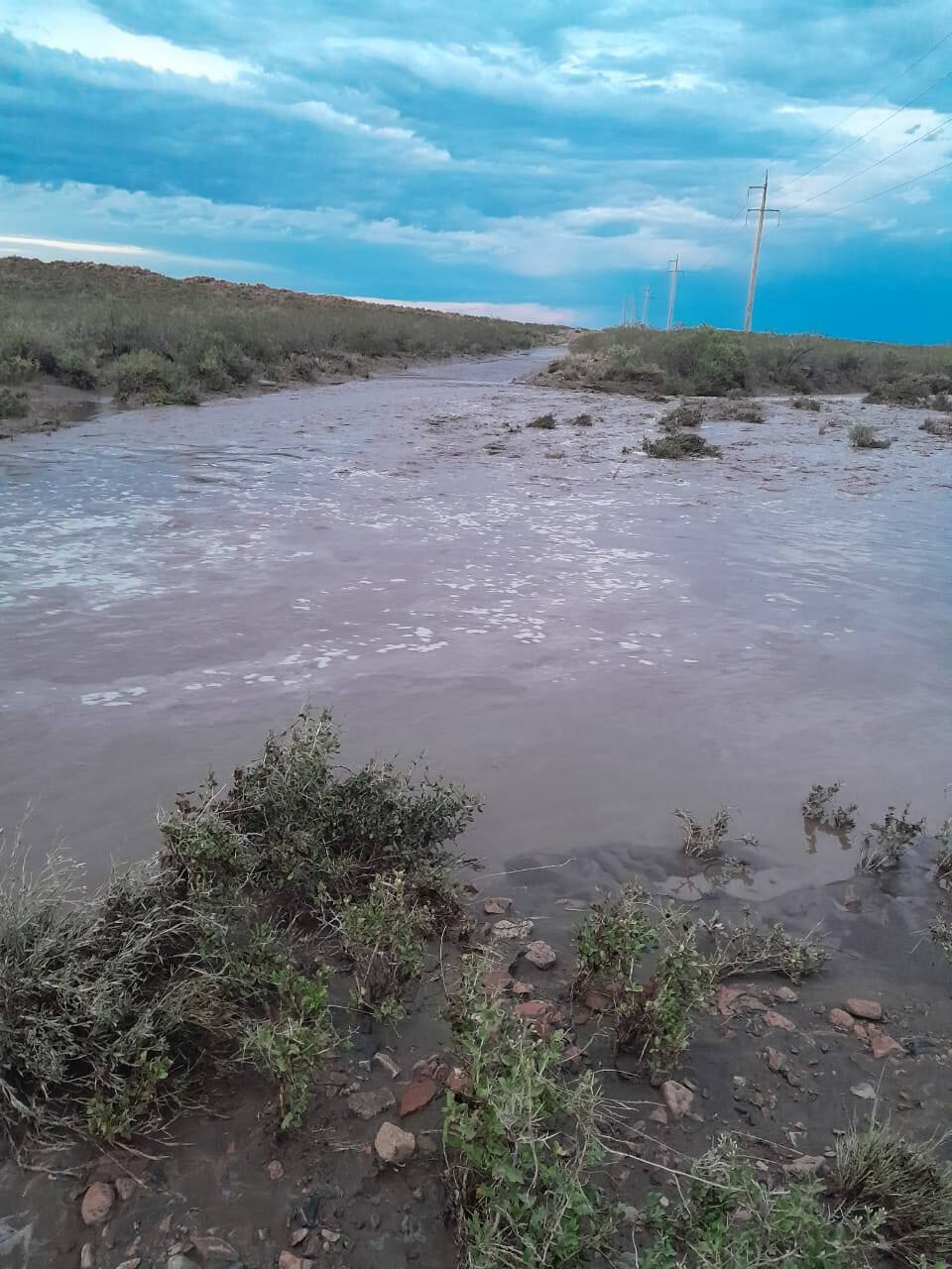 Este domingo se registraron intensas lluvias en el departamento de Malargüe que provocaron cortes en varias rutas. Municipalidad de Malargüe.