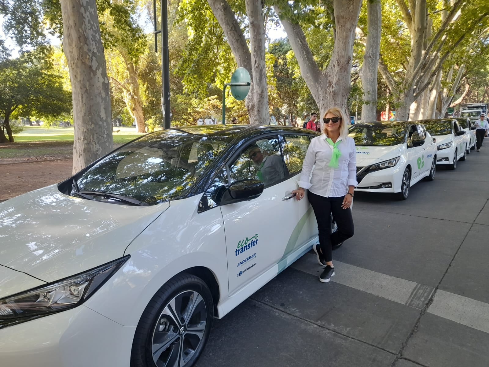 Los autos eléctricos del sistema Ecotranfer de Andesmar.