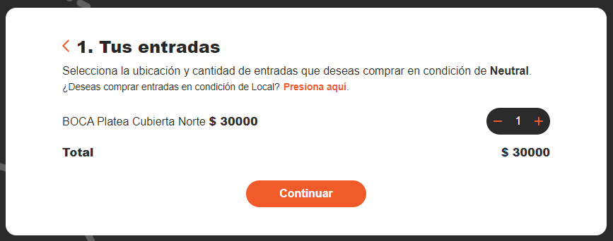 Entradas para Boca frente a Independiente Rivadavia de Mendoza. Captura: Accessfan