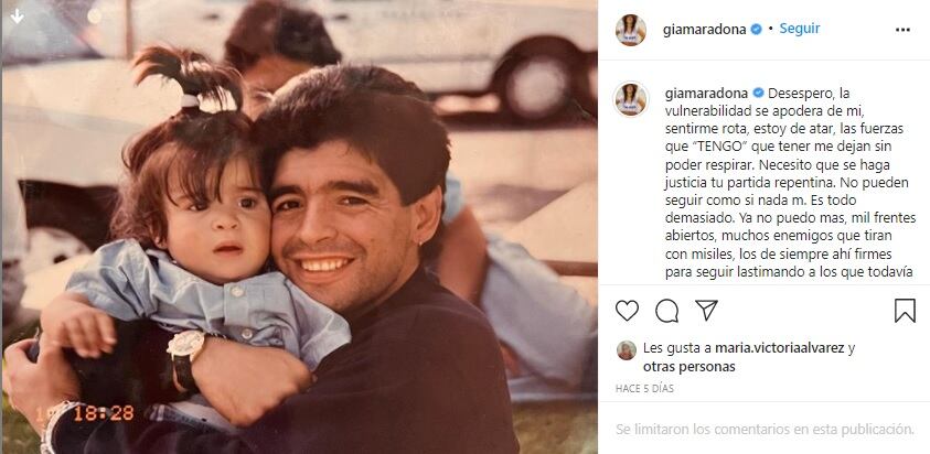 Dalma y Gianinna Maradona se volcaron a las redes para pedir justicia por la muerte de Diego Armando Maradona