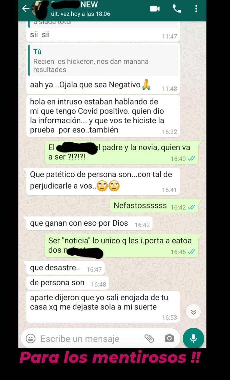 En el chat, Nicole Neumann apunta contra su ex marido y su novia.