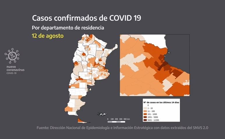 Avance del coronavirus al 12 de agosto. Foto: 