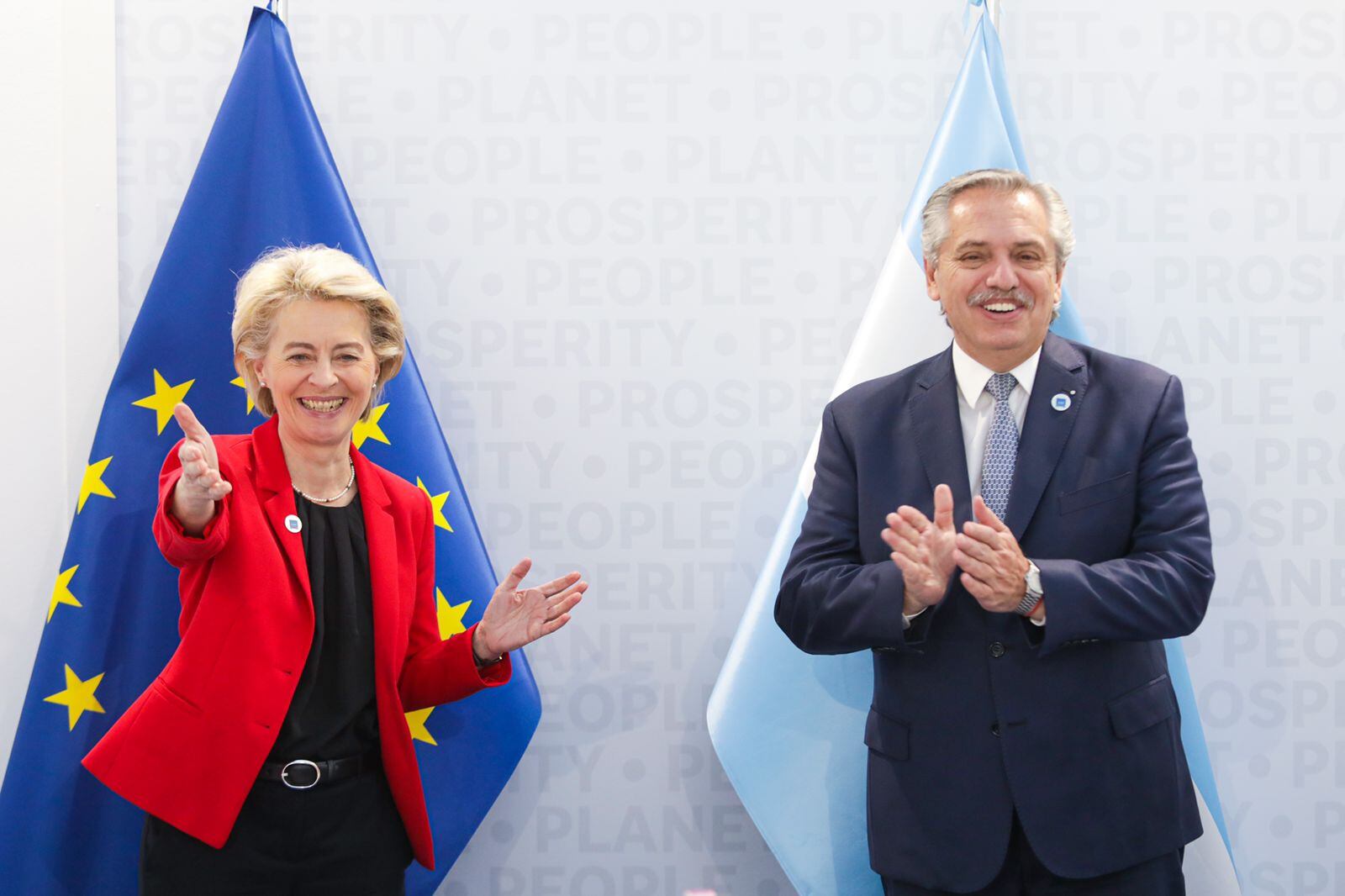 Alberto Fernández junto Ursula Von der Leyen Foto Presidencia