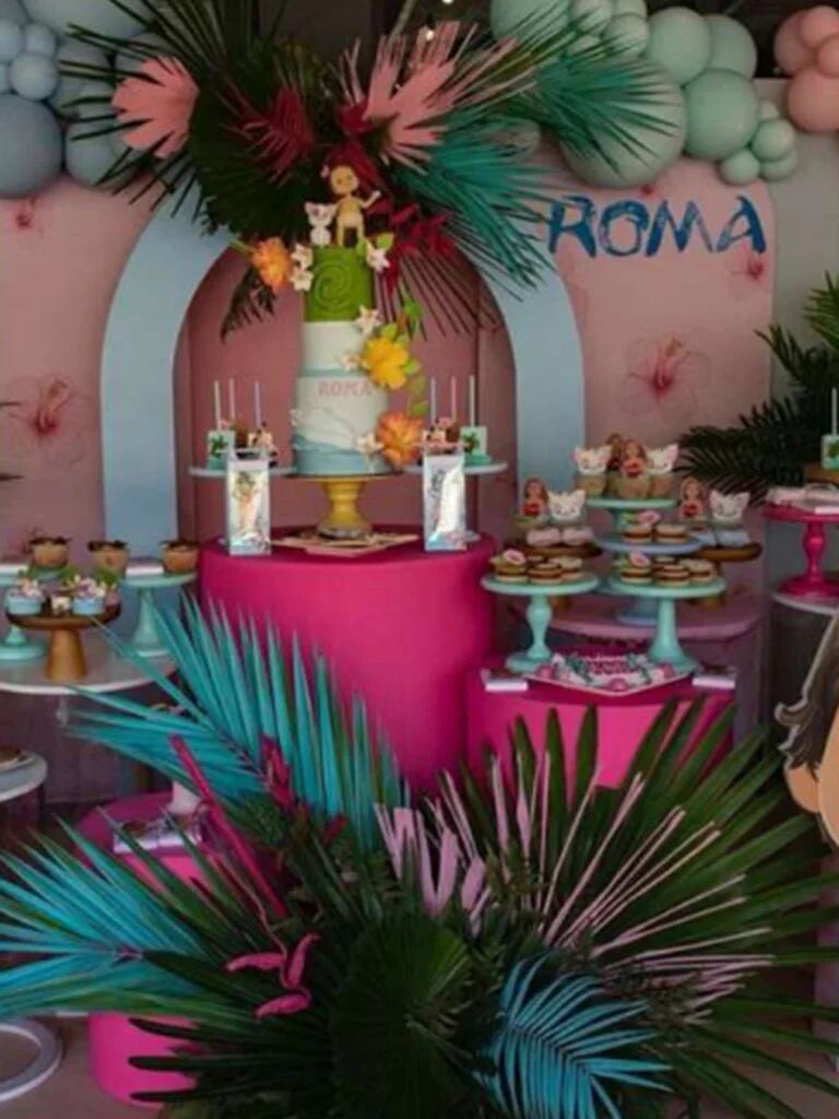 La decoración de Moana en el cumple de Roma